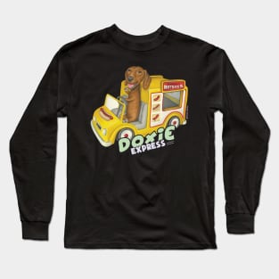 Dachshund in Yellow Hotdog Truck Long Sleeve T-Shirt